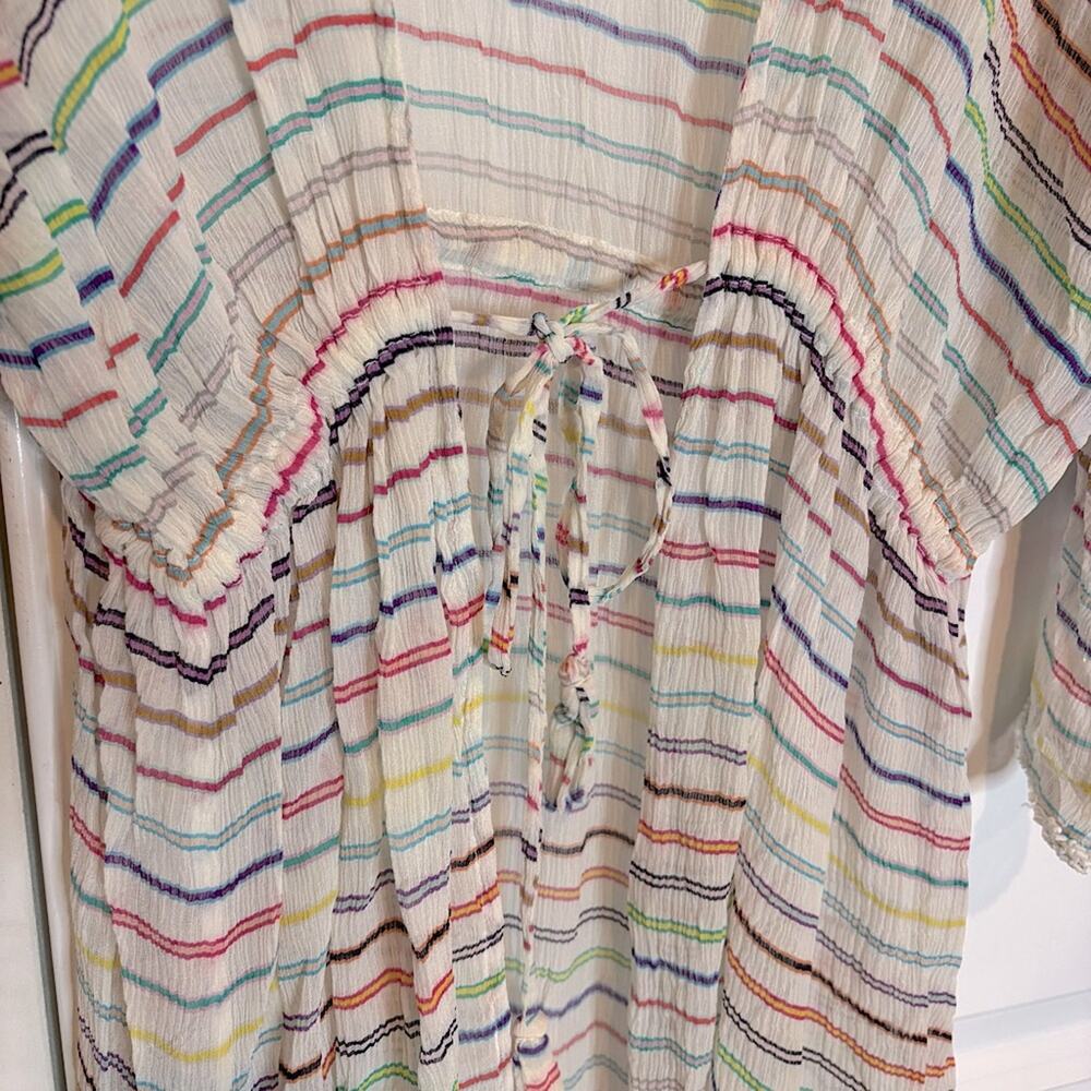 Calypso St. Barth White Multi Color Stripe Silk T… - image 4